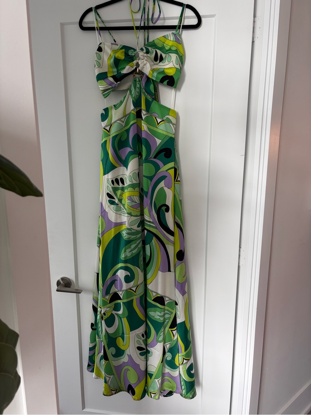 Fashion Nova Green & Purple Printed Maxi Dress
